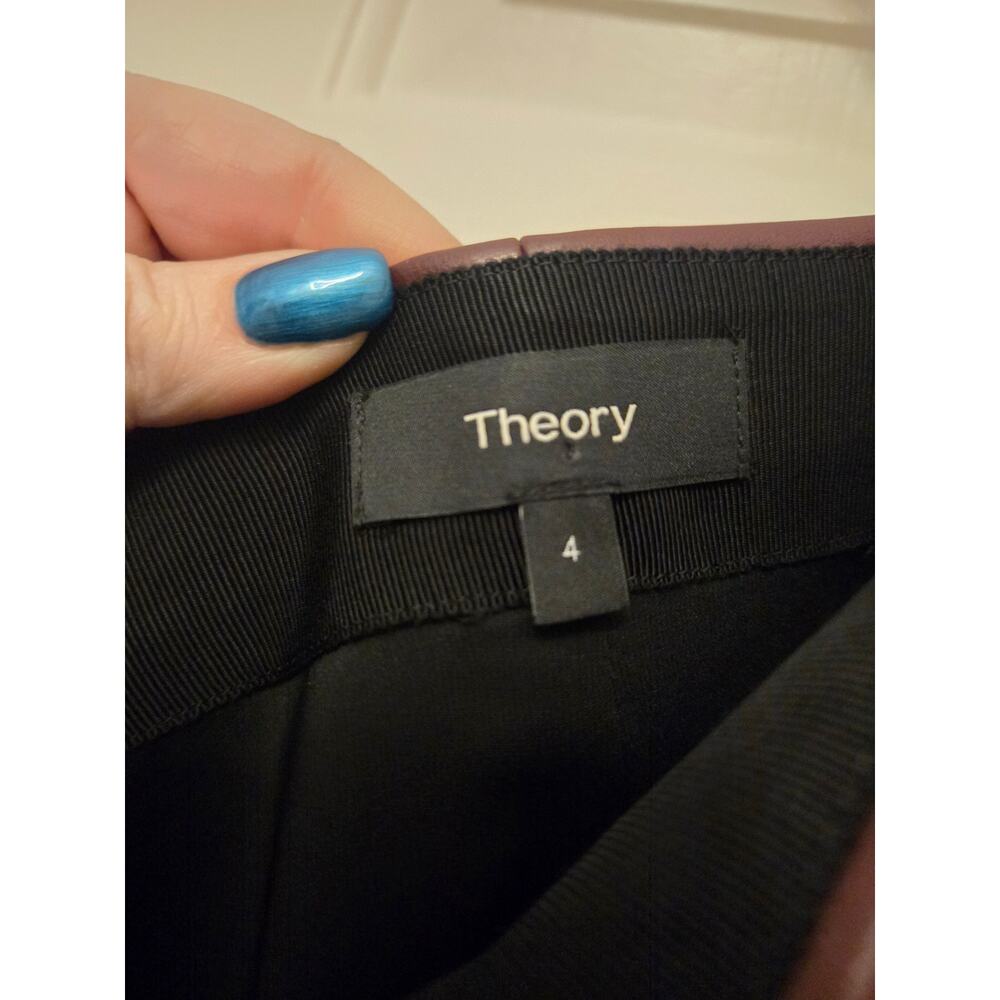 Theory Burgundy Faux Leather Pencil Skirt Sz 4/ S - Picture 6 of 9